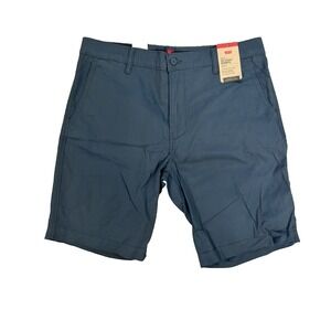 NWT Levis XX Chino Regular Fit Stretch Flat Front Shorts Blue Grey Mens Size 34